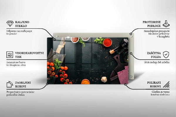 Steklena podloga za rezanje češnjev paradižnik