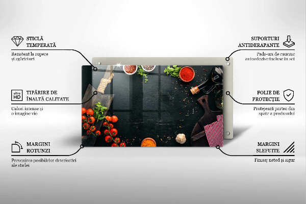 Steklena podloga za rezanje češnjev paradižnik