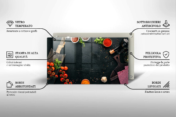 Steklena podloga za rezanje češnjev paradižnik