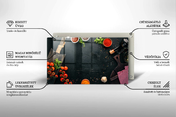 Steklena podloga za rezanje češnjev paradižnik