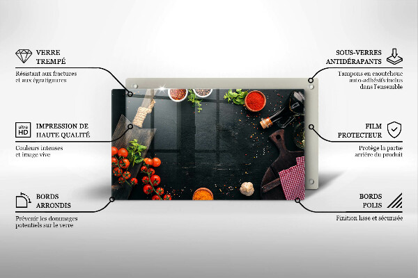 Steklena podloga za rezanje češnjev paradižnik