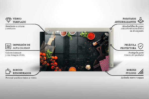 Steklena podloga za rezanje češnjev paradižnik