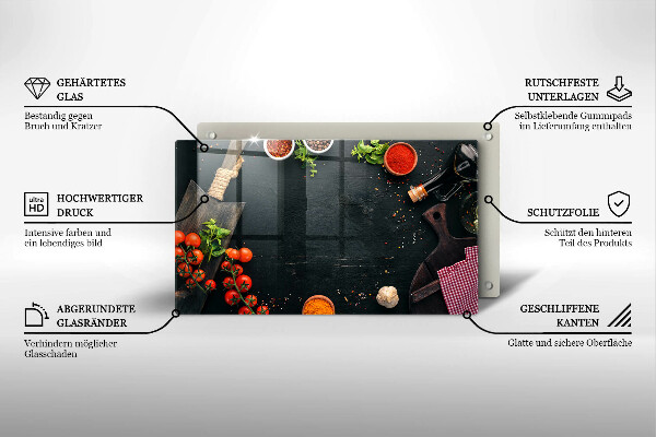 Steklena podloga za rezanje češnjev paradižnik
