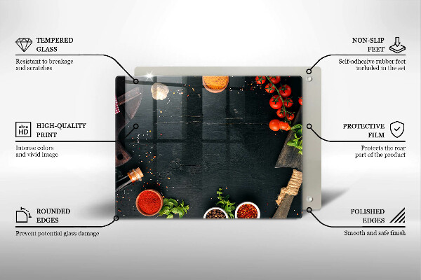 Steklena podloga za rezanje češnjev paradižnik