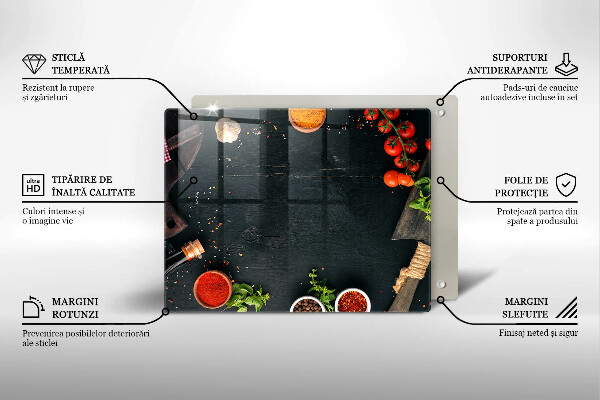 Steklena podloga za rezanje češnjev paradižnik