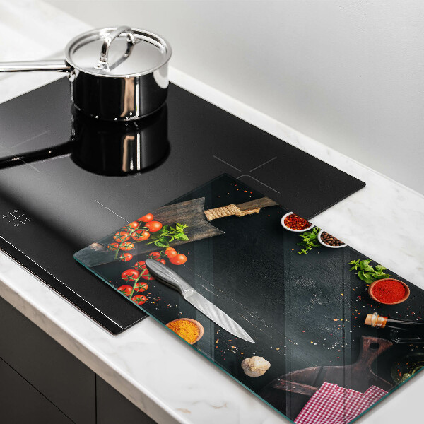 Steklena podloga za rezanje češnjev paradižnik