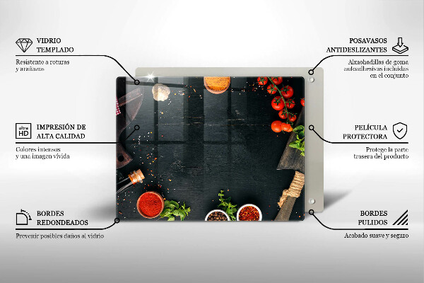 Steklena podloga za rezanje češnjev paradižnik