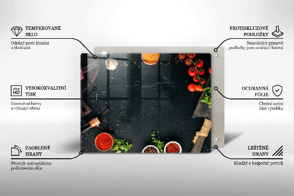 Steklena podloga za rezanje češnjev paradižnik