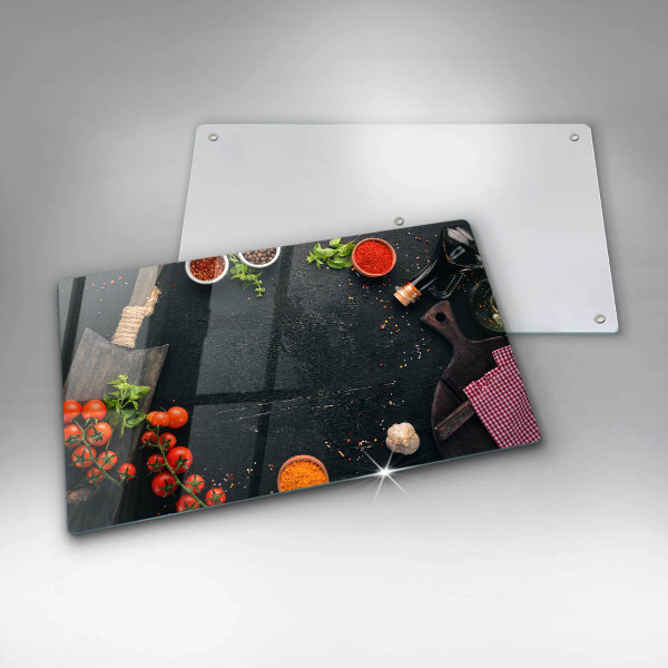 Steklena podloga za rezanje češnjev paradižnik