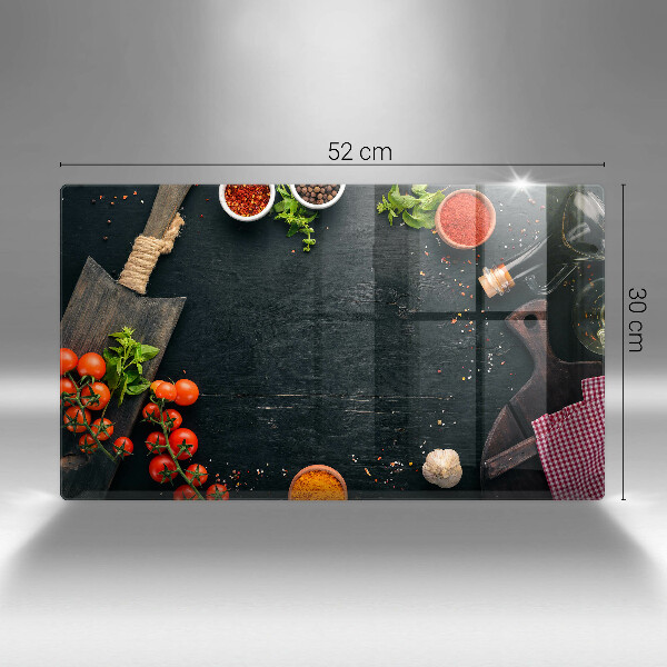 Steklena podloga za rezanje češnjev paradižnik