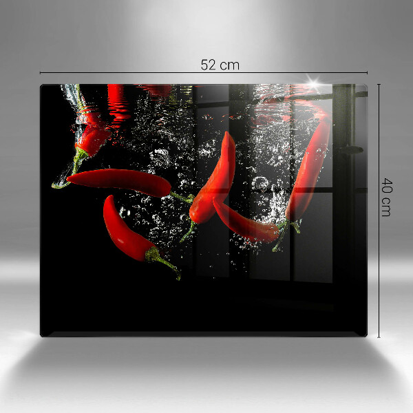 Steklena podloga za rezanje Čili paprike v vodi