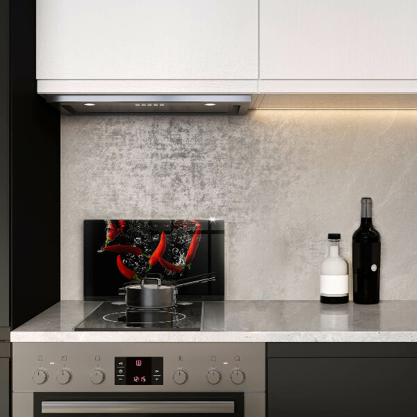 Steklena podloga za rezanje Čili paprike v vodi