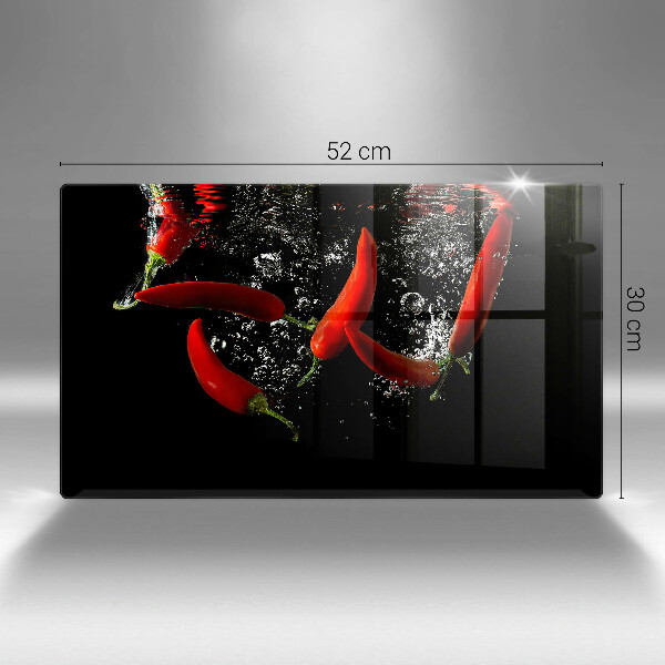 Steklena podloga za rezanje Čili paprike v vodi