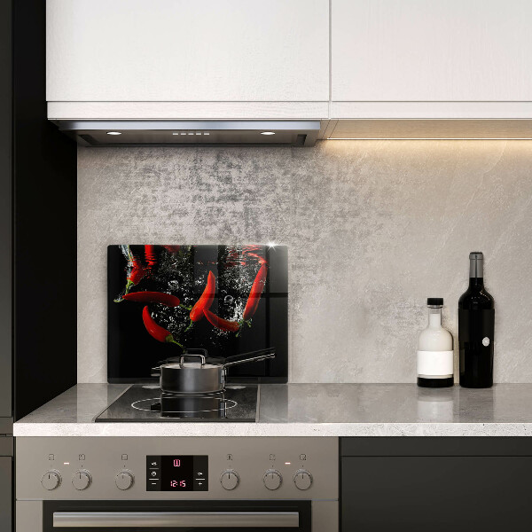 Steklena podloga za rezanje Čili paprike v vodi