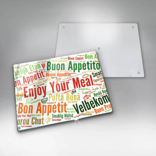 Steklena podloga za rezanje Podnapisi Bon appetit jeziki