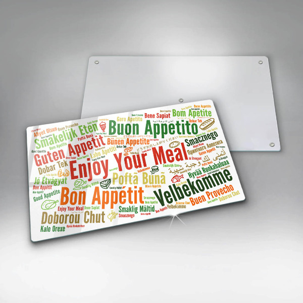 Steklena podloga za rezanje Podnapisi Bon appetit jeziki