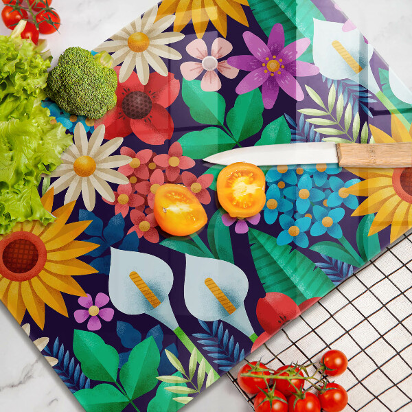 Steklena podloga za rezanje Ilustracija travniškega cvetja