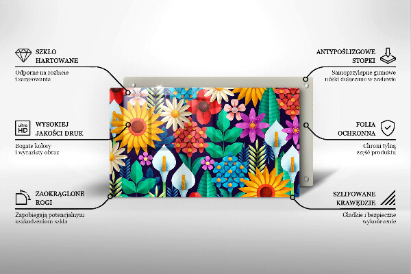 Steklena podloga za rezanje Ilustracija travniškega cvetja