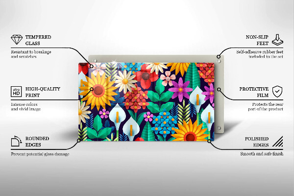 Steklena podloga za rezanje Ilustracija travniškega cvetja