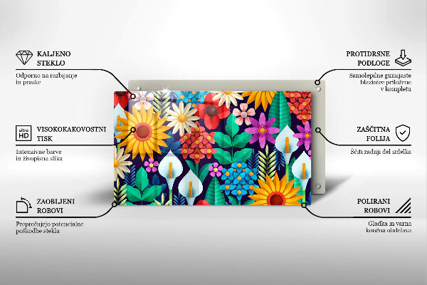 Steklena podloga za rezanje Ilustracija travniškega cvetja