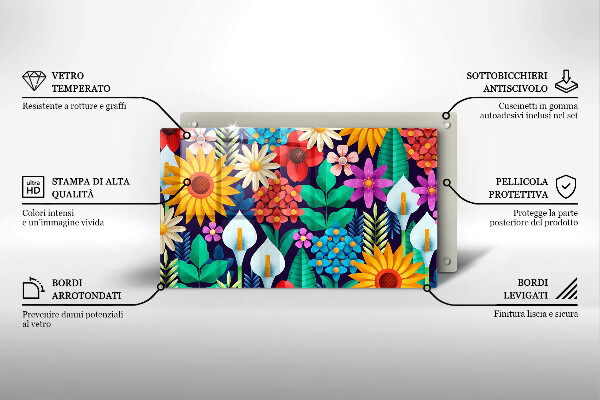 Steklena podloga za rezanje Ilustracija travniškega cvetja