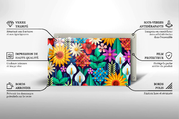 Steklena podloga za rezanje Ilustracija travniškega cvetja