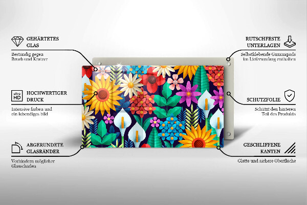 Steklena podloga za rezanje Ilustracija travniškega cvetja