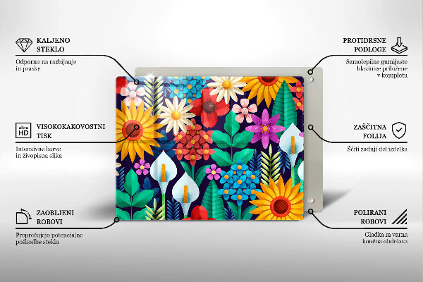 Steklena podloga za rezanje Ilustracija travniškega cvetja