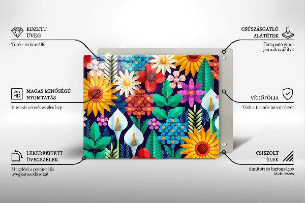 Steklena podloga za rezanje Ilustracija travniškega cvetja