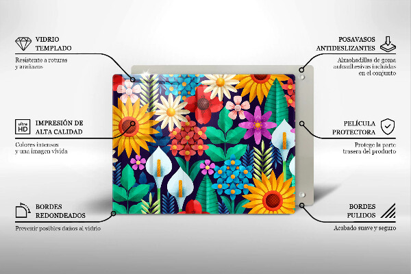 Steklena podloga za rezanje Ilustracija travniškega cvetja