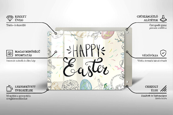 Steklena podloga za rezanje Happy Easter