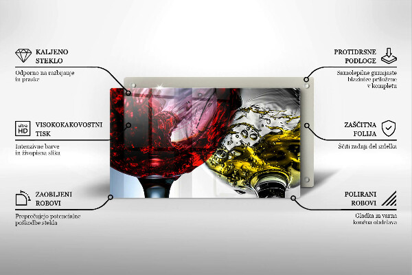 Steklena podloga za rezanje Kozarci vina