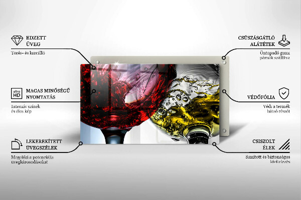 Steklena podloga za rezanje Kozarci vina