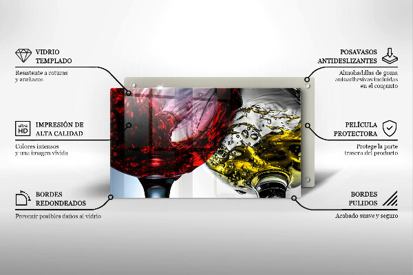 Steklena podloga za rezanje Kozarci vina