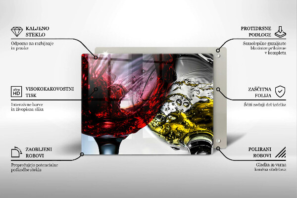Steklena podloga za rezanje Kozarci vina
