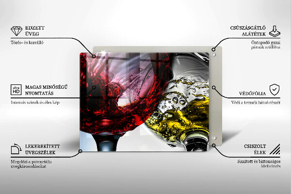 Steklena podloga za rezanje Kozarci vina