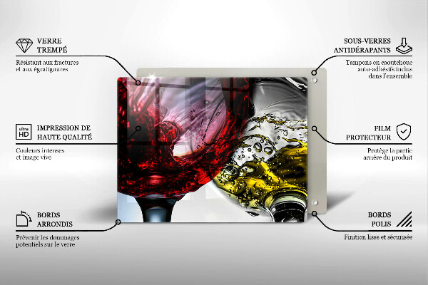 Steklena podloga za rezanje Kozarci vina