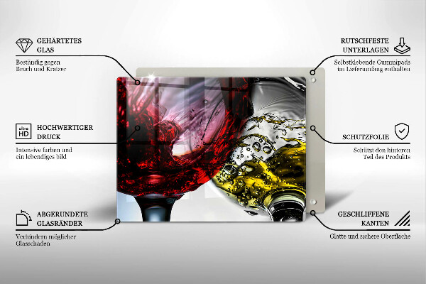 Steklena podloga za rezanje Kozarci vina