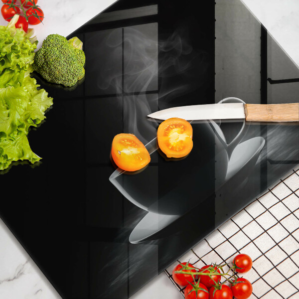 Steklena podloga za rezanje Vroča skodelica kave