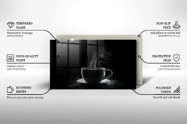 Steklena podloga za rezanje Vroča skodelica kave