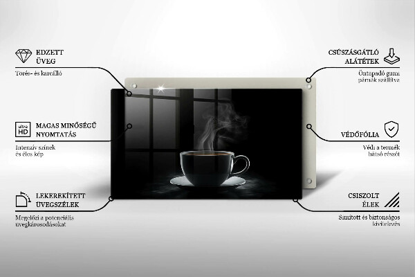 Steklena podloga za rezanje Vroča skodelica kave