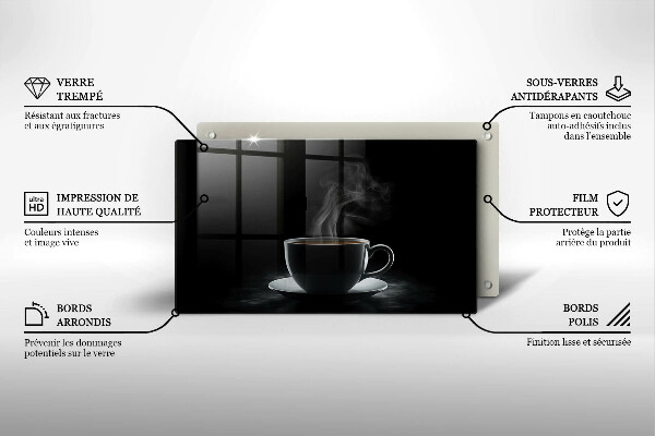 Steklena podloga za rezanje Vroča skodelica kave