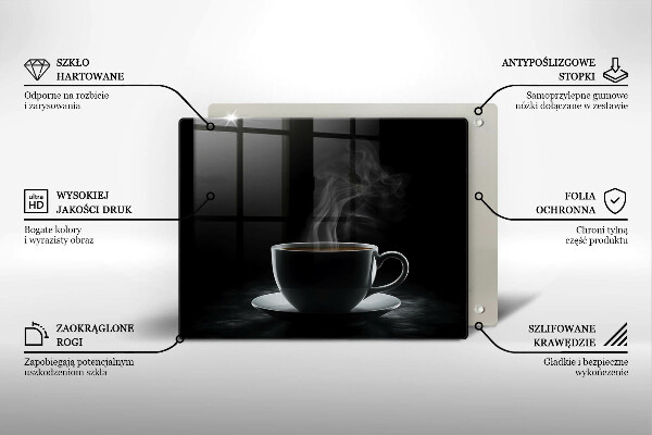 Steklena podloga za rezanje Vroča skodelica kave