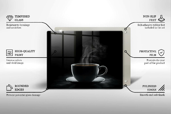 Steklena podloga za rezanje Vroča skodelica kave