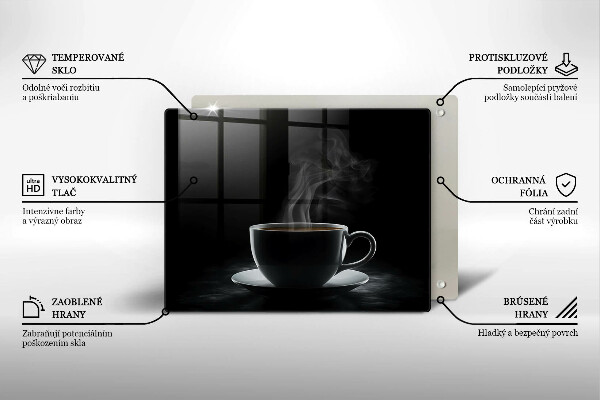 Steklena podloga za rezanje Vroča skodelica kave