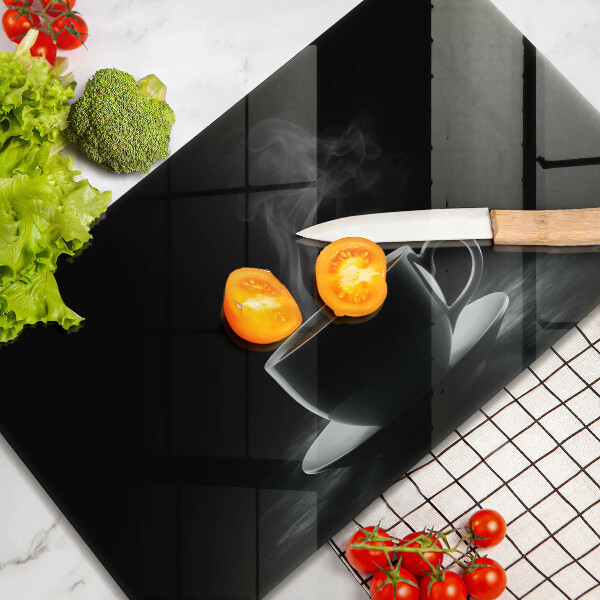 Steklena podloga za rezanje Vroča skodelica kave