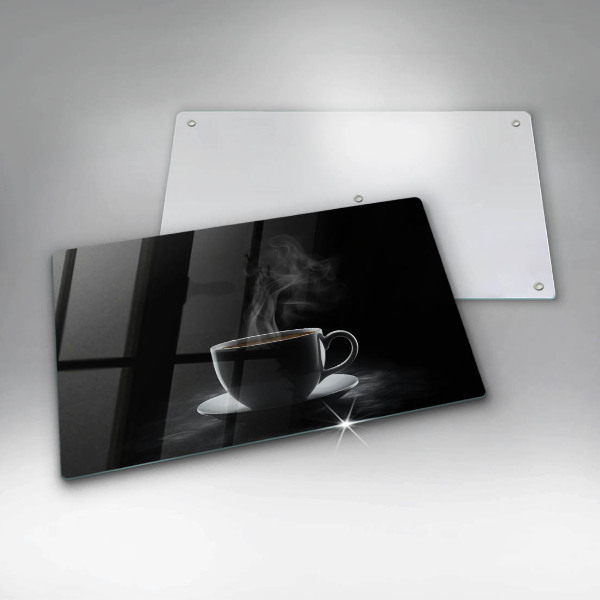 Steklena podloga za rezanje Vroča skodelica kave