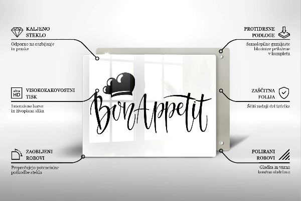 Steklena podloga za rezanje Bon Appetit