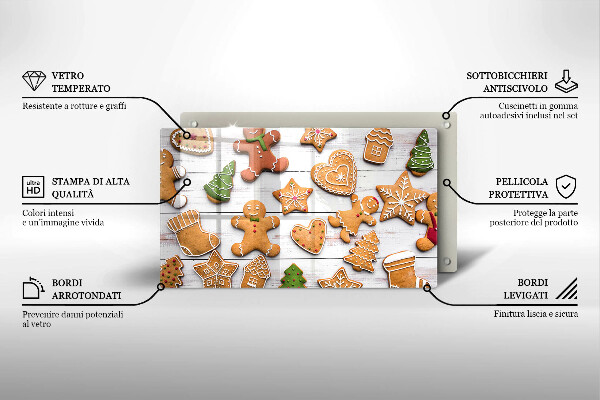 Steklena podloga za rezanje božični medenjaki