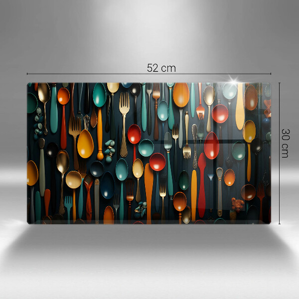 Steklena podloga za rezanje Pisane žlice in vilice